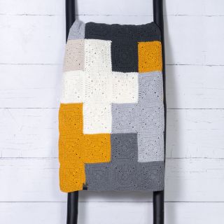 Criss-Cross blanket haakpakket Grey/Yellow