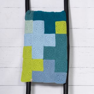 Criss-Cross blanket haakpakket Blue/Grey