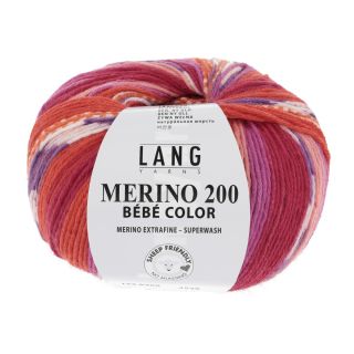MERINO 200 BEBE COLOR rood/orange/paars jacquard