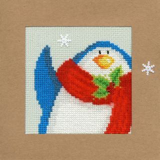 Borduurpakket kerstkaart Snowy Penguin - Bothy Threads