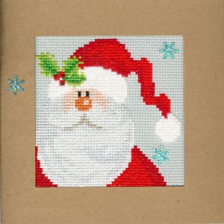 Borduurpakket kerstkaart Snowy Santa - Bothy Threads
