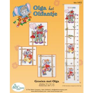 Borduurpakket Groeimeter Olga het Olifantje Aida - Stitch Company