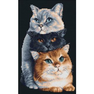 Borduurpakket Three Cats zwart - Dutch Stitch Brothers