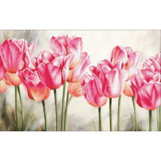 Borduurpakket Pink Tulips voorbedrukt - Needleart World